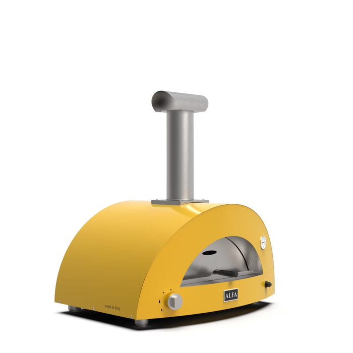 Alfa Moderno 2 Pizze 24-Inch Countertop Wood-Fired or Gas-Powered Pizza Oven - Fire Yellow - FXMD-2P-GGIA-U