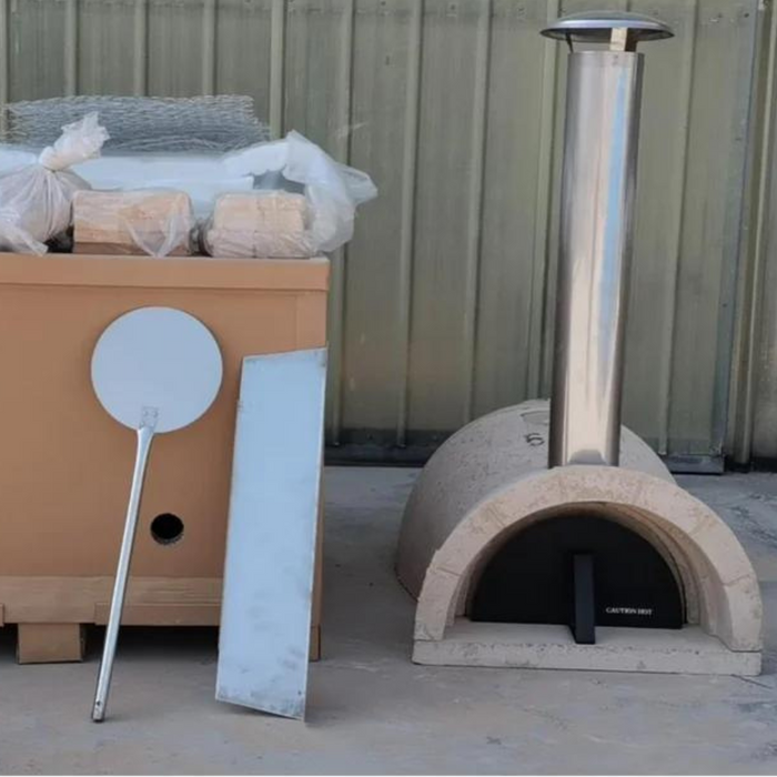 WPPO DIY Tuscany Wood-Fired Oven Kit, Includes Stainless Steel Flue & Black Door 50Dx39Wx25H WDIY-ADFUN