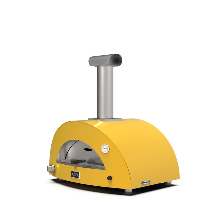 Alfa Moderno 2 Pizze 24-Inch Countertop Wood-Fired or Gas-Powered Pizza Oven - Fire Yellow - FXMD-2P-GGIA-U