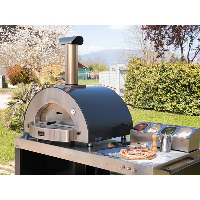 Alfa Classico 4 Pizze Countertop Wood-Fired or Gas-Powered Pizza Oven FXCL-4P-MGRA-U